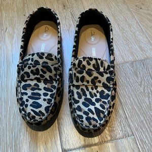 Clarks Leopard Print Moccasins, Size 7.5